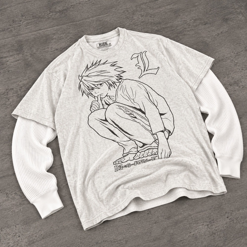 Vintage VTG Y2K 2000s 00s Death Note L Anime Graphic White T-Shirt Tee